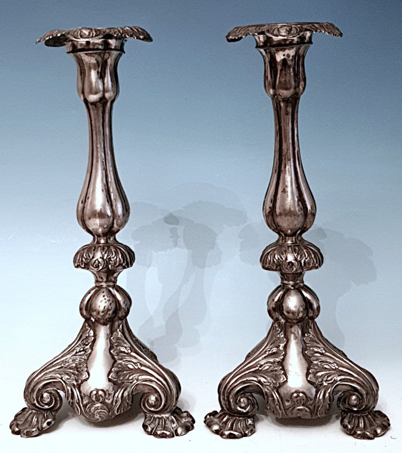 Paar Einkerzenleuchter Silber 19.Jahrhundert
